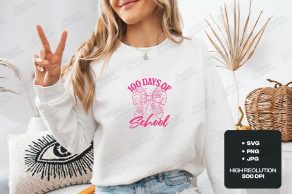 100 Days of School Bow Design: Graphics for T-Shirt Designs