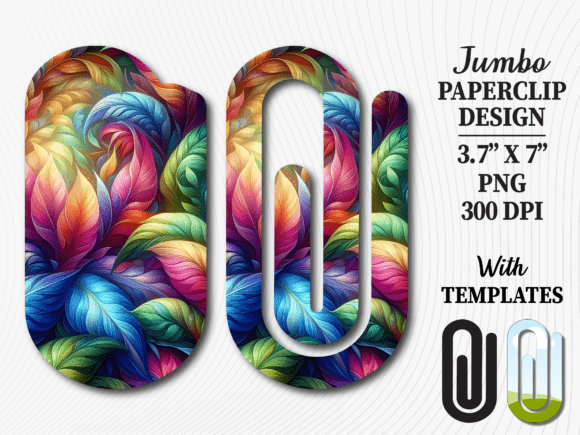 Bright Rainbow Feather Jumbo Paperclip Graphics