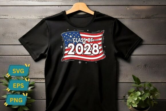 Class of 2028 Patriotic American Flag Graphics