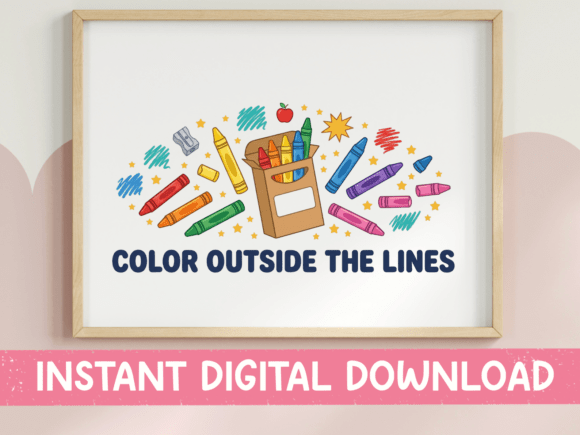 Color Outside the Lines Crayon Graphics