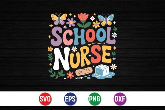 Cute School Nurse Typography Design: Graphics & T-Shirt Designs