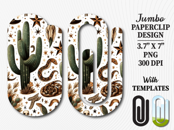 Desert Cactus Snake Jumbo Paperclip PNG: Graphics for Crafts & Creative Brands