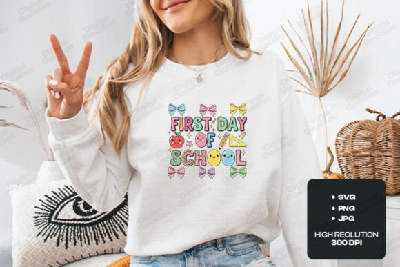 First Day of School Cute Bow Design: Graphics & T-Shirt Designs