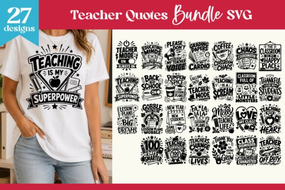 Funny Teacher Quotes SVG Bundle: Graphics for Laser Engraving & Creative Design