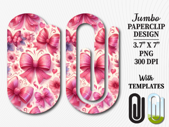 Pink Bow Coquette Ribbon Jumbo Paperclip: Graphics & Crafts Asset Review