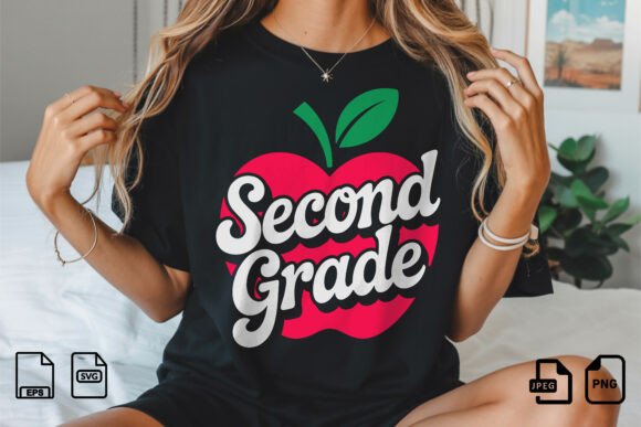 Second Grade Apple School T-Shirt Graphics