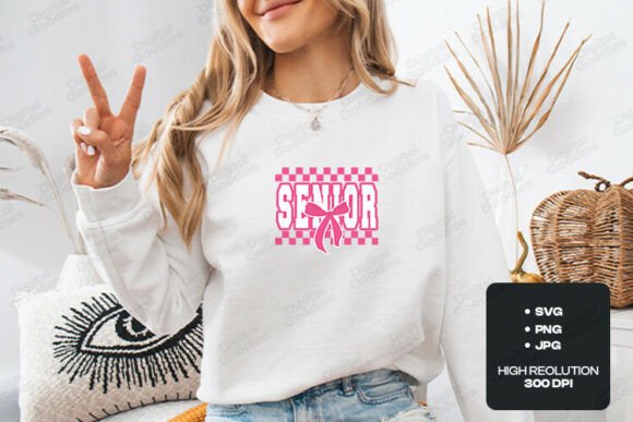 Senior Pink Checker Bow SVG: Crafts & Graphics