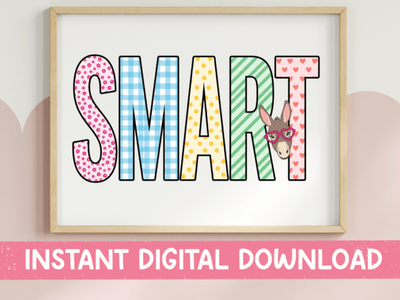 Smart Donkey Patterned Letter SVG PNG for T-Shirt Designs & Graphics