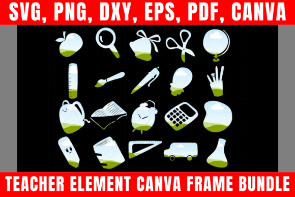 Teacher Element Canva Frame Bundle: Graphics & Print Templates