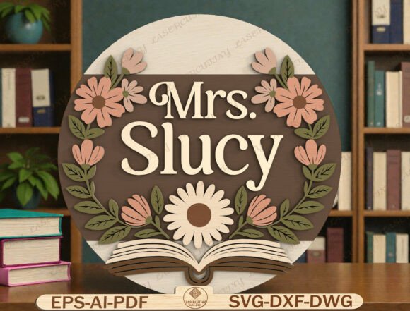 Teacher Name Round Sign SVG: Graphics & Graphic Templates