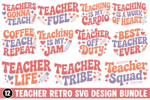 Teacher Retro SVG Design Bundle: Graphics & Crafts